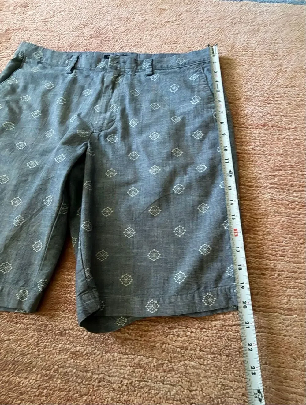 Banana Republic Men’s Gray Chambray Geometric Print Chino Shorts Size 31